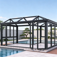 Serre en verre moderne européenne préfabriquée, véranda, structure en aluminium, kit de maison de jardin triangulaire, double vitrage, isolation thermique