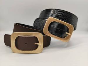 <span class=keywords><strong>Ceinture</strong></span> en cuir véritable <span class=keywords><strong>dorée</strong></span> à <span class=keywords><strong>boucle</strong></span> ovale large pour femme, style rétro, vente en gros - Product Image 4