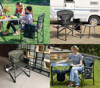 Chaise de camping pliante robuste en aluminium léger avec table d'appoint, pour extérieur et parc, en tissu Oxford, vente en gros directe usine