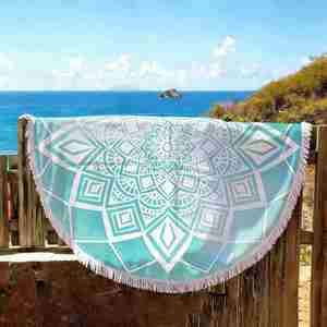 Toalla de Playa y Baño Redonda de Microfibra Gruesa con Diseño Deportivo, Antiadherente, Cálida, para Adultos, Regalo - Product Image 1