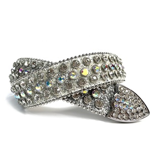 Western Sparkle Bling Bling Strass <span class=keywords><strong>Ceinture</strong></span> Grande Boucle Coloré <span class=keywords><strong>Argent</strong></span> Cristal Clouté <span class=keywords><strong>Ceinture</strong></span> En Cuir Hommes <span class=keywords><strong>et</strong></span> Femmes - Product Image 4