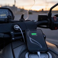 Chargeur rapide stéréo double USB QC3.0 PD DAMAVO 12-24V, respectueux de l'environnement, non toxique, conforme à la norme RoHS, matériau ABS, LED bleue, câble de 500/1500 mm