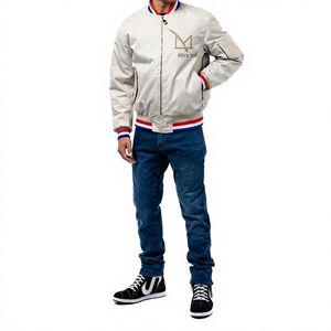 Giacca bomber <span class=keywords><strong>beige</strong></span> da <span class=keywords><strong>uomo</strong></span> con zip, antivento, collo alto, polsini a costine, tinta unita, sportiva, per la primavera - Product Image 6
