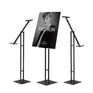 Double Side a Frame Sign Holder Poster Clamp Stand Poster Frame Stand Pedestal Sign Display Rack Stainless Steel Poster Holder