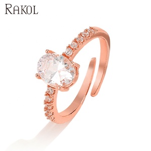 <span class=keywords><strong>Bague</strong></span> de mariage réglable RAKOL RP2157 de luxe plaquée or avec moissanite grande ovale pour femme, idéale pour les fêtes et mariages, en stock - Product Image 3