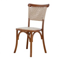 Chaises de salle à manger sans accoudoirs en bois massif tressé style rétro pour maisons d'hôtes et cafés – Vente en gros – Décoration décontractée pour la Chine