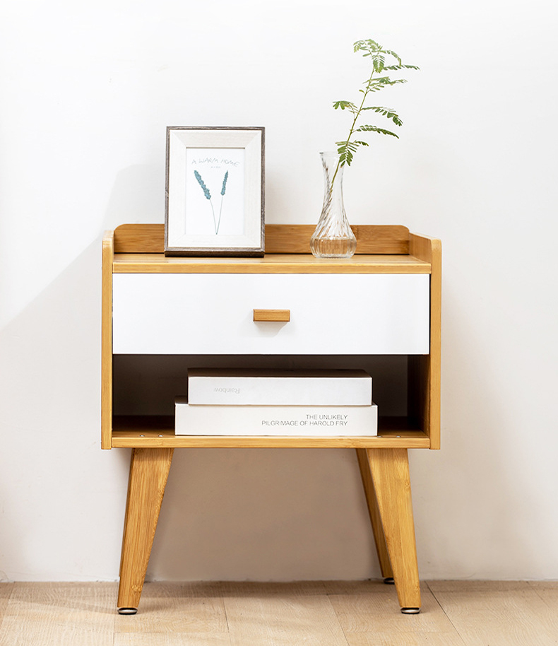 Comodino Impilabile Per Camera Da Letto40x28,6x62,6cm Comodino Doppio impilato di bambù Comodino in Legno massello Organizzatore da Letto Comodini da Salotto Comodino In Bambù Comodino 2 Pezzi