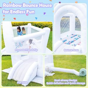 Castillo Inflable Blanco Comercial para Bodas, Castillo de PVC Inflable para Jugar, Combinación de Tobogán y Castillo Inflable con Arcoíris para Niños, Precio de Fábrica - Product Image 3