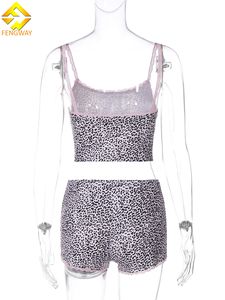 여름 옷 여름 옷 표범 상의와 반바지 세트 여성 2 개 의상 세트 - Product Image 4