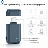 Enregistreur audio numérique C32 Type-C avec activation vocale, transcription et traduction IA, connexion OTG, en plastique, WAV, 8-256 Go