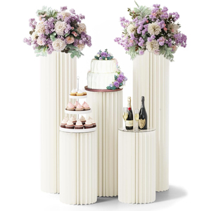 Soporte cilíndrico portátil encriptado <span class=keywords><strong>de</strong></span> 60 páginas, plegable, <span class=keywords><strong>de</strong></span> cartón, para tartas altas, pedestal, mesa <span class=keywords><strong>de</strong></span> exhibición para bodas y fiestas - Product Image 1