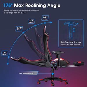 <span class=keywords><strong>Silla</strong></span> <span class=keywords><strong>Gamer</strong></span> Ergonómica de 7 Puntos de Masaje, Personalizable, para PC, Negra y Roja, con Reposacabezas - Product Image 3