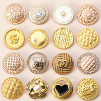 Botones Decorativos de Aleación de Zinc con Pedrería, Estilo Elegante, Cosidos a Mano, Vástago Redondo, Color Oro Rosa, para Abrigos, Trajes y Chaquetas