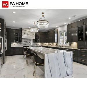 Pa readymade độ bóng cao nhiều lớp ván ép tủ bếp với kính hiển thị hiện đại lưu trữ sơn mài kết thúc - Product Image 1