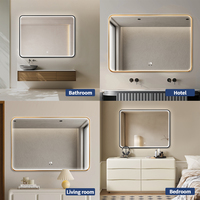 Miroir de salle de bain LED rectangulaire moderne, éclairé, anti-buée, à intensité variable, design personnalisable pour usage hôtelier, décoration de salle de bain