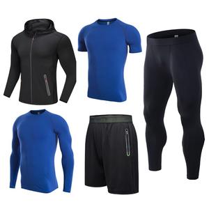 Vedo Compression Set Dropshipping Logotipo personalizado Poliéster Secado rápido Elástico 5PCs Ropa de entrenamiento Ropa de fitness Hombres GYM Wear - Product Image 5
