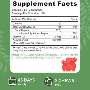 WXW Stock Support Focus Memory Ashwagandha Gummies Suplemento Ashwagandha Maca Root Extract Gummies Suplemento - Product Image 2