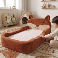 Canapé-lit pour enfants en forme de renard, rembourré, faible au sol, pour chambre et salle de jeux