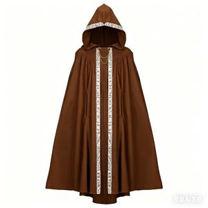 Mantello Gotico Medievale con Cappuccio per Adulti, Costume da Diavolo, Vampiro, Mago, Monaco, <span class=keywords><strong>Strega</strong></span>, Sacerdote, Pastore, Abito per Cosplay di Halloween - Product Image 5