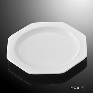 مطعم الفندق ، أواني ثمانية ، طبق خزف أبيض آمن ، سداسي الشكل - Product Image 1