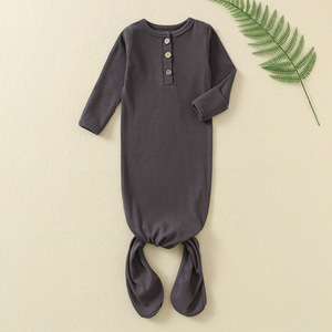 Batas de manga larga con nudo para bebés, pijamas de <span class=keywords><strong>Hospital</strong></span> que vienen a casa, traje suave con botones para bebés, niños y niñas, vestido anudado para recién nacidos - Product Image 5