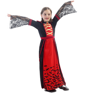 Costume de femme vampire pour filles, robe en velours à manches longues, tenue de fête cosplay d'Halloween, taille enfant - Product Image 3