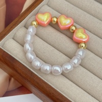 Bracelet élastique en perles acryliques en forme de cœur, fait main, tendance