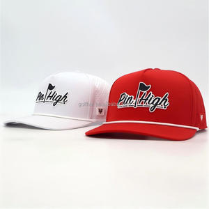 5 Panel Performance Rope Golf Hat Rubber Patches Business Company Promotional Adjustable Snapback Sporty Baseball Caps - Product Image 3
