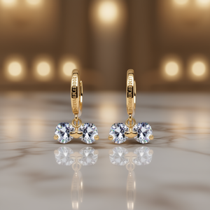 Orecchini a cerchio Kadlook in oro con ciondolo a fiocco in cristallo per donna, da indossare tutti i giorni, stile carino, placcati in oro 18 carati - Product Image 2