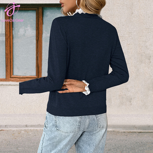 Maglione Casual da Donna Loveda <span class=keywords><strong>con</strong></span> Bottoni e <span class=keywords><strong>Bordo</strong></span> <span class=keywords><strong>in</strong></span> <span class=keywords><strong>Pizzo</strong></span>, Logo Personalizzato, Multicolore, <span class=keywords><strong>con</strong></span> Spilla - Vendita all'Ingrosso - Product Image 2