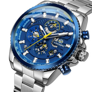 Lige-montre-bracelet automatique mécanique pour hommes, marque de luxe, phase lune, étanche, noir - Product Image 1