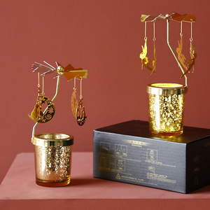 Bougie en verre de fer simple et moderne de style américain Bougeoir de Noël tournant - Product Image 2