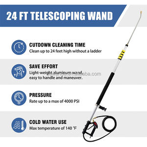 Brosse de nettoyage de vitres à haute pression alimentée par l'eau, télescopique, portative, en aluminium, jetable, 4000 psi, pour nettoyeur haute pression domestique - Product Image 4