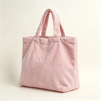 Sac fourre-tout en tissu éponge rose uni pour femme, sac de plage, sac à main en tissu éponge avec poignées, ensemble de sacs d'été