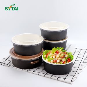 Hộp đựng salad giấy kraft dùng một lần 500ml 1000ml 1100ml bán buôn, có nắp, dùng cho giao đồ ăn nóng - Product Image 4