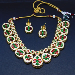 Collar tradicional de latón hecho a mano para mujeres y niñas, de diseñador indio, elegante, kundan - Product Image 2