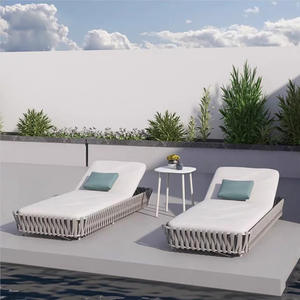 Chaise longue de soleil en métal pour l'extérieur, chaise longue en corde pour hôtel, dossier réglable, fauteuil inclinable moderne - Product Image 5