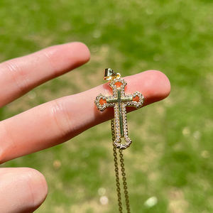 Bijoux Hip Hop collier De croix en cristal De zircone cubique plaqué or CZ collier De croix collier De <span class=keywords><strong>La</strong></span> <span class=keywords><strong>Cruz</strong></span> - Product Image 5