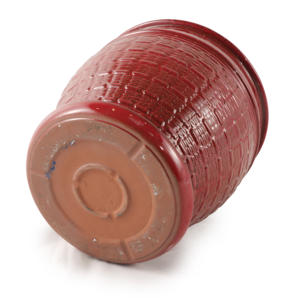 Juego de Macetas de Cerámica Esmaltada, Ecológicas y Duraderas, Color Rojo Borgoña Brillante, Textura de Mimbre Tejido, para Interiores y Exteriores - Product Image 6