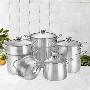 Aluminum Sandblasted Double Layer Cooking Pot Set 18-24Cm 10 Piece Steamer Cookware Set Dishwasher Safe Oven Safe - Product Image 1