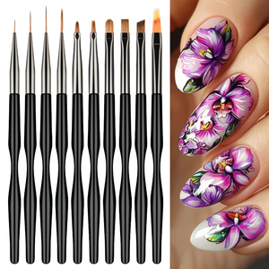 Lot de 10 pinceaux Kolinsky pour nail art – Stylo de peinture acrylique, gel UV, dégradé, dessin floral, manucure - Product Image 1