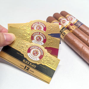Etiquetas de Anéis de Charuto Fabricação Profissional Impressão de Logotipo Personalizado Etiquetas de Charuto com Folha Dourada em Relevo - Product Image 1