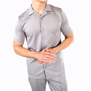 Ensembles de chemises décontractées en coton mercerisé brillant pour hommes, respirants, à manches courtes, deux pièces, logo personnalisé, haute qualité - Product Image 4