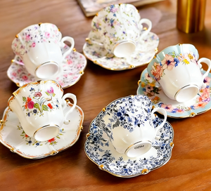 Exquisite High-End Medieval Blue White Porcelain Ceramic <strong>Cup</strong> Set Retro European Style Afternoon Tea Including <strong>Cups</strong> <strong>Saucers</strong> - Product Image 1