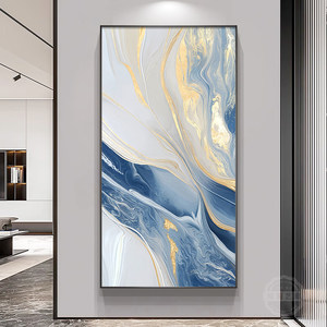 Pintura Decorativa Moderna de Lujo para Entrada, Arte Abstracto Azul para Pared de Pasillo, Mural de Pared para Entrada de Hotel Directamente Opuesto <span class=keywords><strong>a</strong></span> la Puerta - Product Image 3