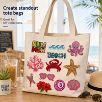 Lot de patchs thermocollants personnalisés en tissu à sequins pour l'été, badges brodés sur le thème de l'océan pour chapeaux, sacs fourre-tout, kits de loisirs créatifs, vente en gros