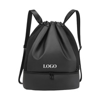 Sac à dos unisexe avec logo personnalisé Oxford Fitness à cordon Sac de sport imperméable à l'eau en maille avec fermeture éclair en toile de nylon et de soie