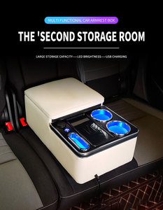 Venta Directa de Fábrica: Reposabrazos Universal Multifuncional con Carga Inalámbrica/Luz LED/2 Puertos USB/Doble Portavasos - Product Image 4