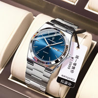 POEDAGAR 930 Nouvelle Montre-Bracelet de Luxe Étanche, Aiguilles Lumineuses, en Acier Inoxydable et Cuir, Montre à Quartz Tendance pour Homme Reloj