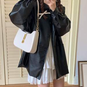 Women's Shoulder Bag Brown Leather Zipper <b>Lock</b> Design Everyday Use Fall 2023 H8727 - Product Image 4